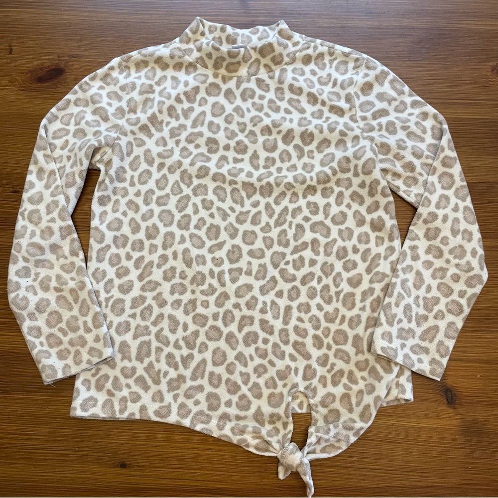 4/$13 Old Navy Snow Leopard Fleece-Like Front Tie Top - Medium (8)